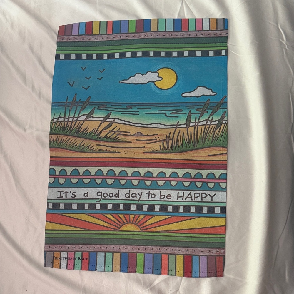Beach Sunrise Flag - "It's a good day to be HAPPY" 12x18